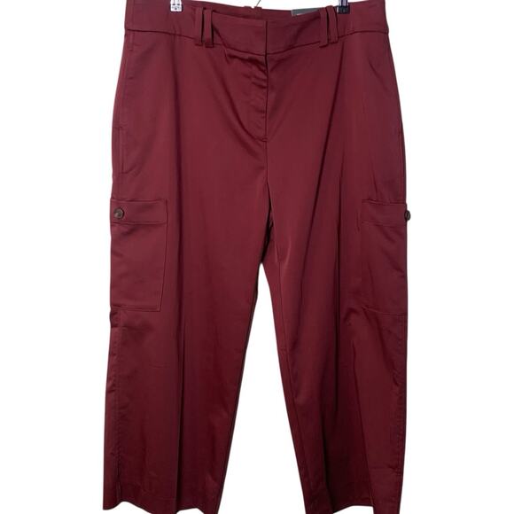 Chico's Pants NWT Size 3.5P (18 Petite) Blackcurrant Sateen Dress Cargo Pants - Picture 2 of 9